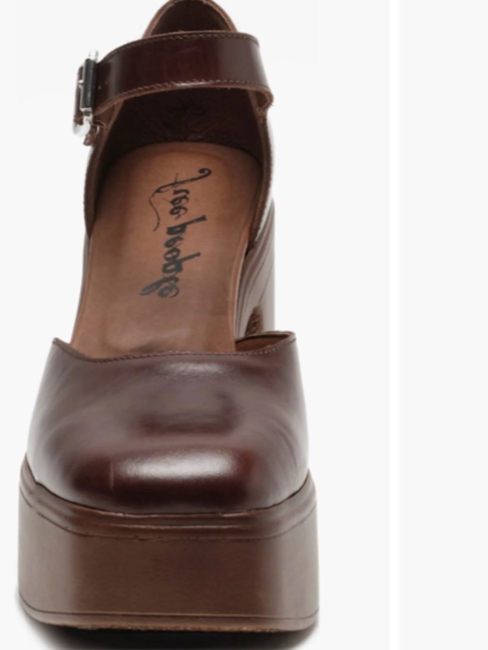 Free People Gwen Platform Genuine Leather Brown Mary Janes